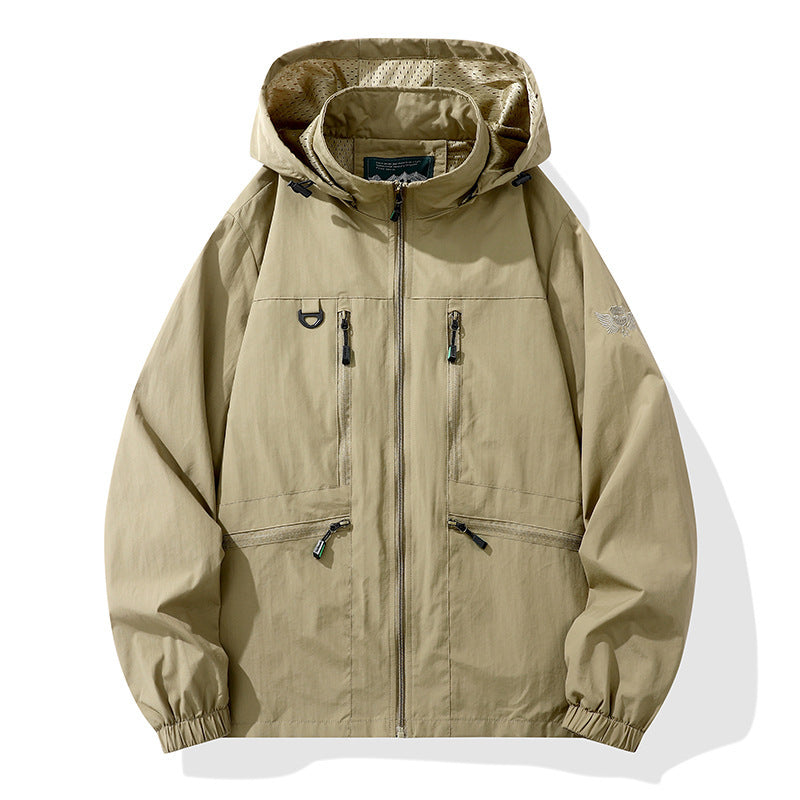 Men's Hooded Cargo Windbreaker – Windproof, Waterproof, Casual Outdoor Jacket