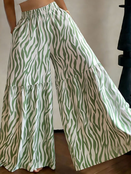 Women's 2026 New Floral High Waist Wide Leg Pants - Lightweight Flowy Boho Palazzo Trousers with Pockets for Casual Summer Wear