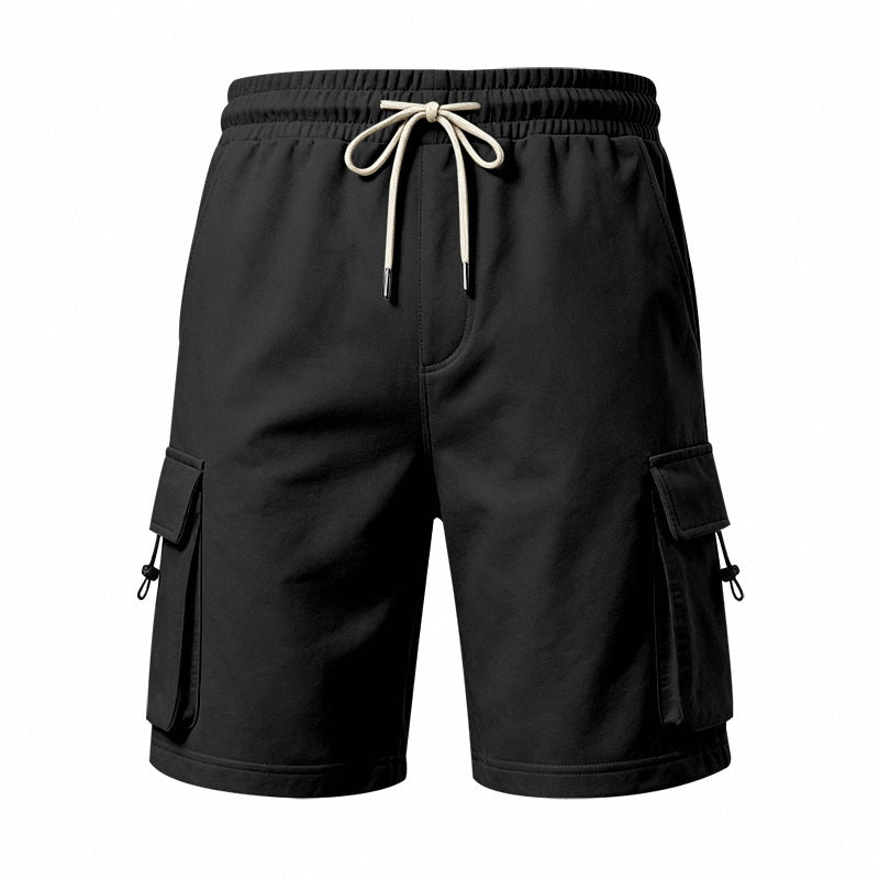 Men's Heavyweight French Terry Cargo Shorts - Knit Drawstring Casual Sweat Shorts with Pockets