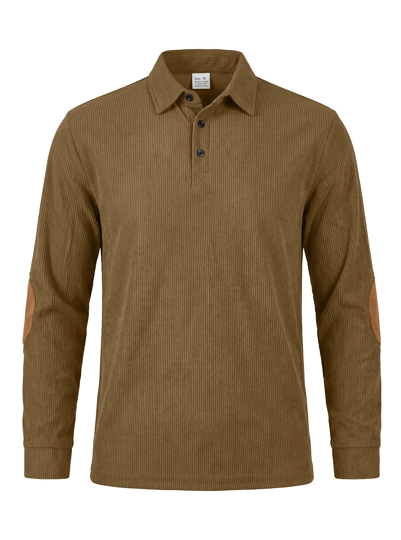 Men's Corduroy Quarter Placket Pullover – Leather Elbow Patches for Spring & Fall