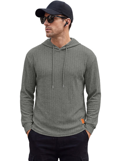 Men's Textured Hooded Polo - Quick-Dry Loose Knit Top