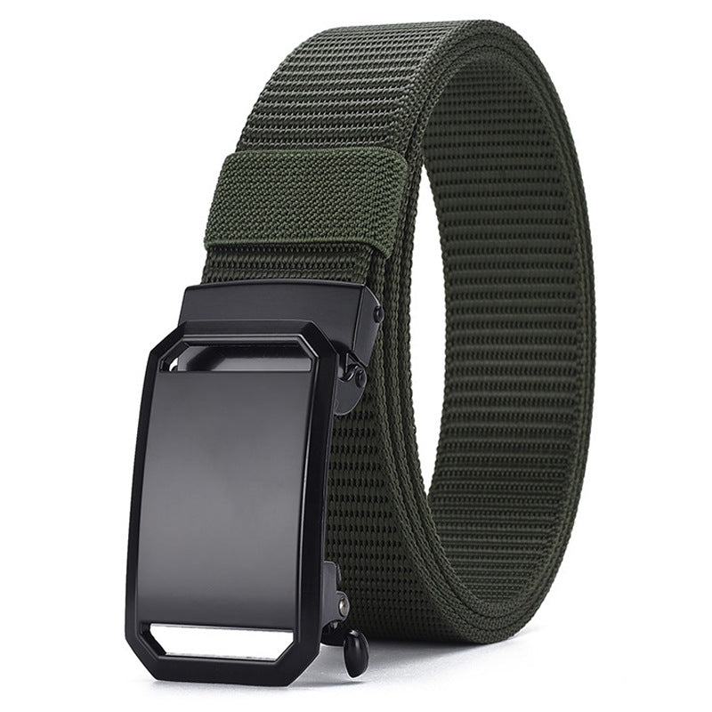 Men's Nylon Tactical Belt with Automatic Ratchet Buckle - 120cm(47.2") Length, Heavy-Duty Canvas Belt for Work & Outdoor Hiking