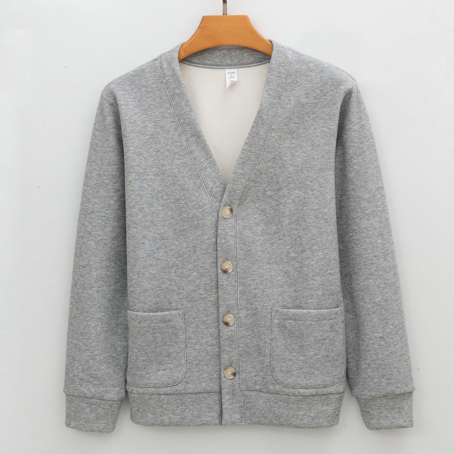 Men's Brushed Fleece V-Neck Cardigan Sweater