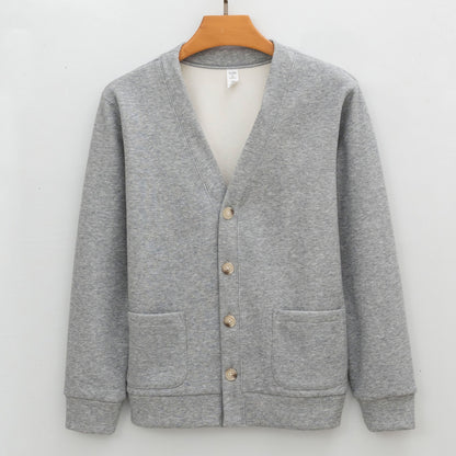 Men's Brushed Fleece V-Neck Cardigan Sweater