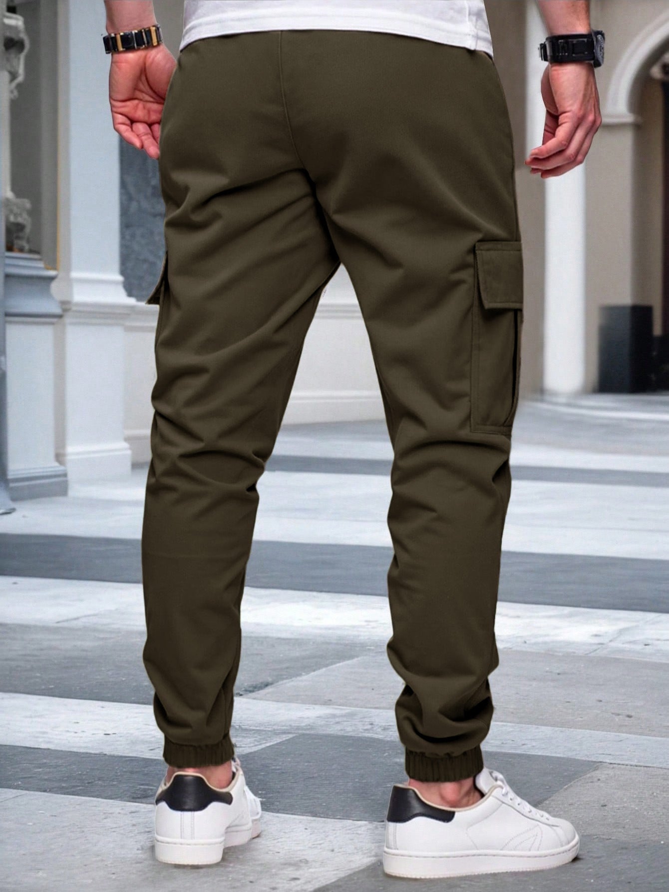 Men's Slim Fit Cargo Jogger Pants - Multi-Pocket Casual Trousers with Elastic Drawstring Waist