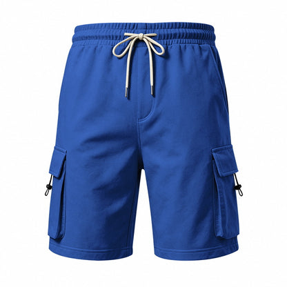 Men's Heavyweight French Terry Cargo Shorts - Knit Drawstring Casual Sweat Shorts with Pockets