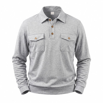 Men's Vintage Workwear Loose Fit Polo Collar Sweatshirt