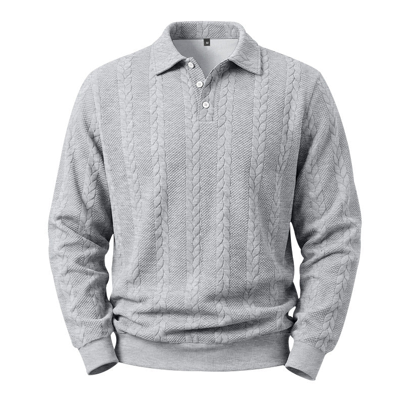 Men's Textured Knit Polo Sweater