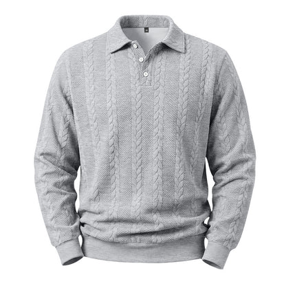 Men's Textured Knit Polo Sweater