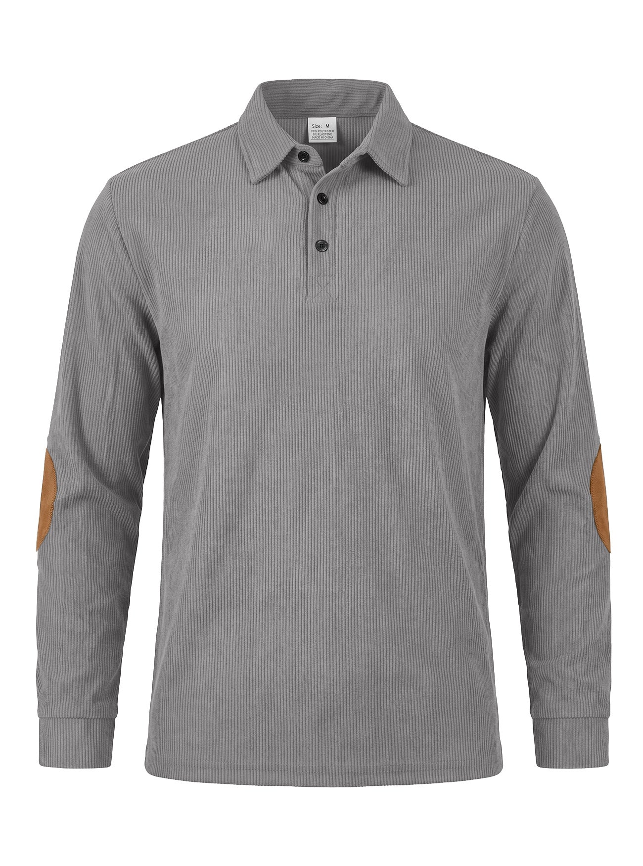 Men's Corduroy Quarter Placket Pullover – Leather Elbow Patches for Spring & Fall