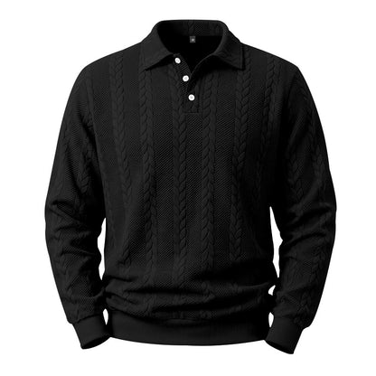 Men's Textured Knit Polo Sweater