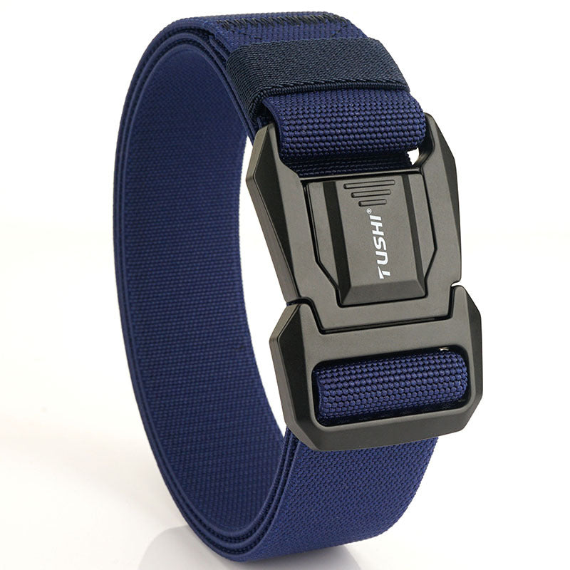 Men's Tactical Belt with Quick-Release Aluminum Buckle, 125cm(49.2")  Length Elastic Nylon Webbing Work & Everyday Belt