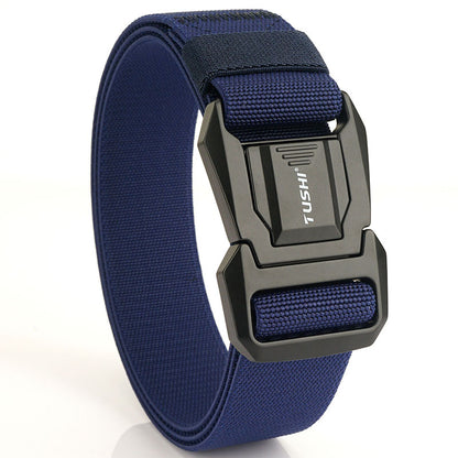Men's Tactical Belt with Quick-Release Aluminum Buckle, 125cm(49.2")  Length Elastic Nylon Webbing Work & Everyday Belt