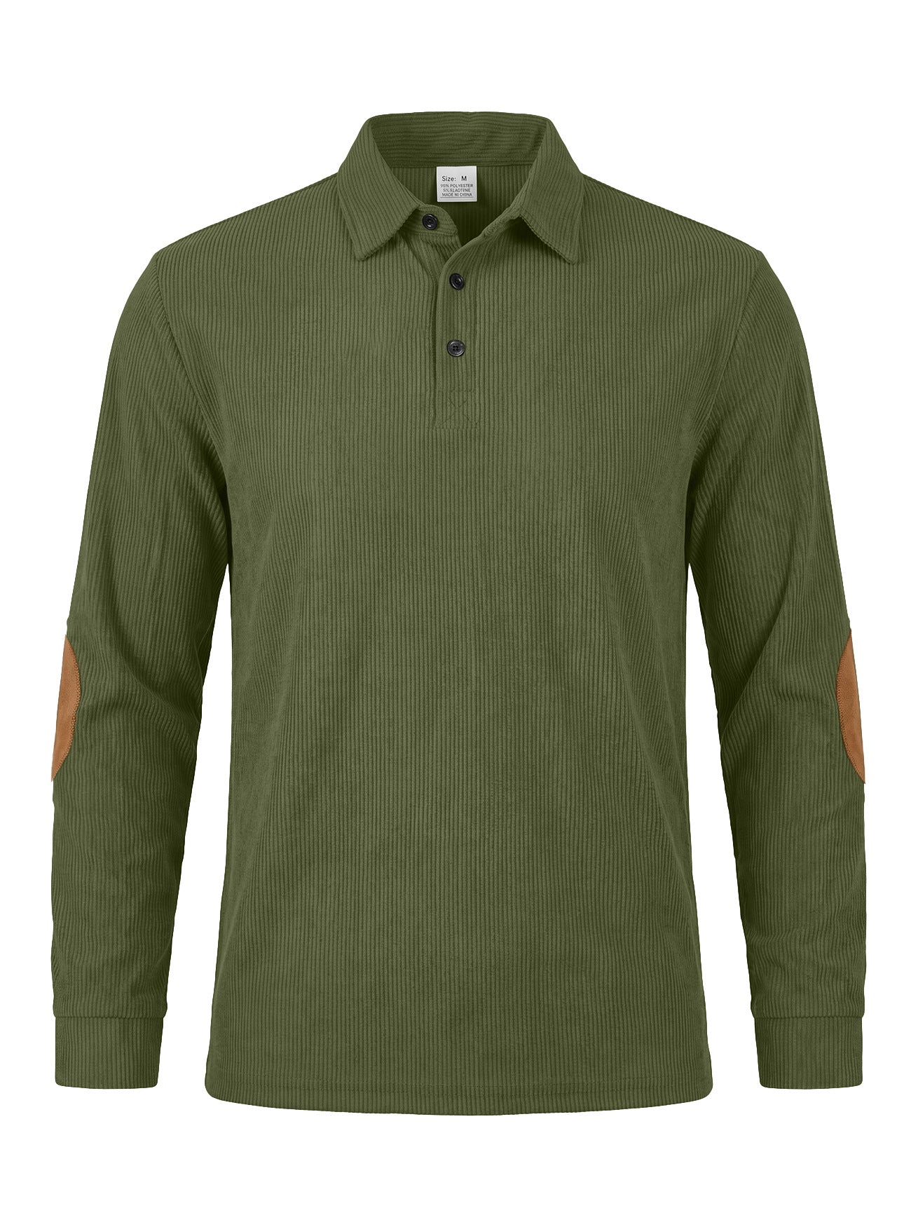 Men's Corduroy Quarter Placket Pullover – Leather Elbow Patches for Spring & Fall