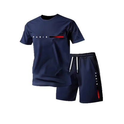 Men's Paris Print Short Sleeve & Shorts Set