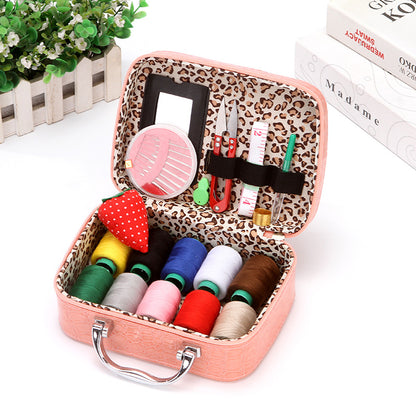 Premium Portable Sewing Kit with Faux Leather Case, Complete Home & Travel Sewing Supplies Set