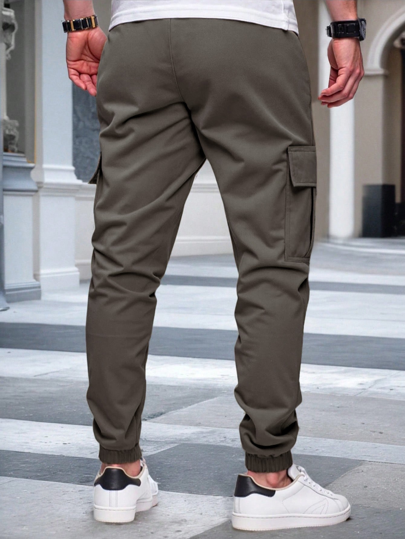 Men's Slim Fit Cargo Jogger Pants - Multi-Pocket Casual Trousers with Elastic Drawstring Waist