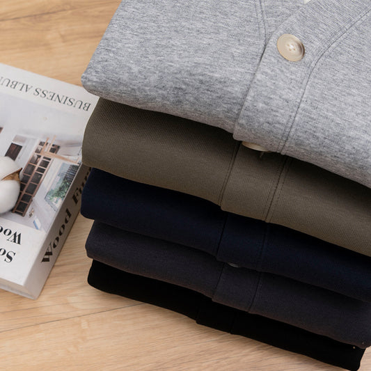 Men's Brushed Fleece V-Neck Cardigan Sweater
