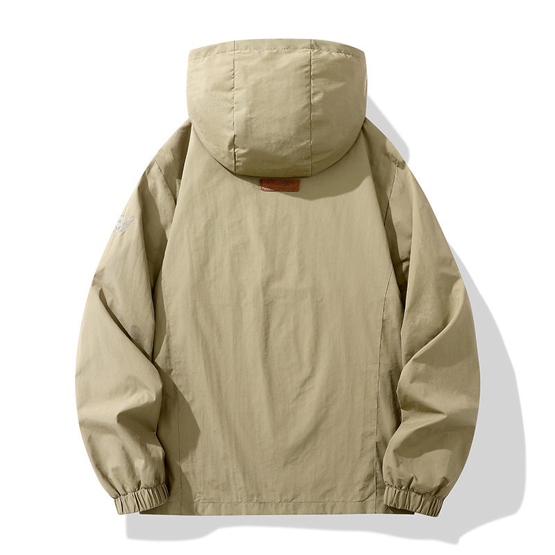 Men's Hooded Cargo Windbreaker – Windproof, Waterproof, Casual Outdoor Jacket