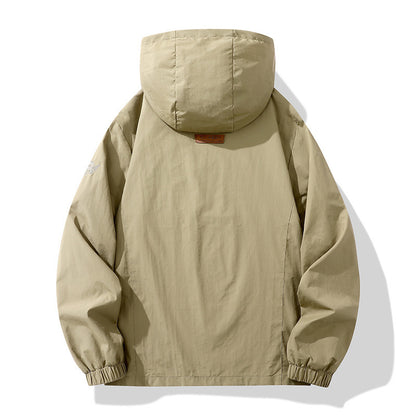 Men's Hooded Cargo Windbreaker – Windproof, Waterproof, Casual Outdoor Jacket