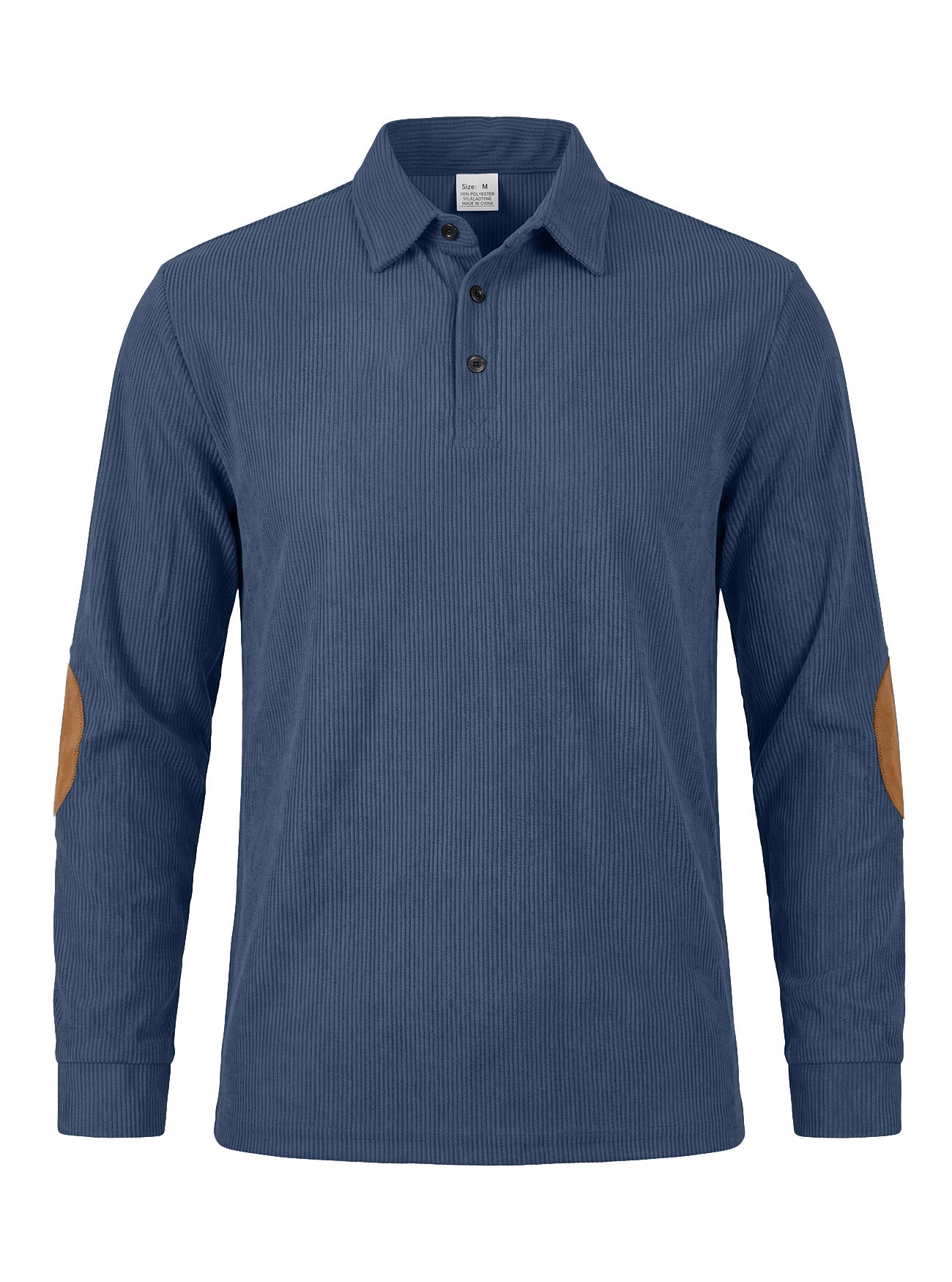 Men's Corduroy Quarter Placket Pullover – Leather Elbow Patches for Spring & Fall