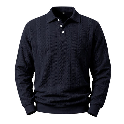 Men's Textured Knit Polo Sweater