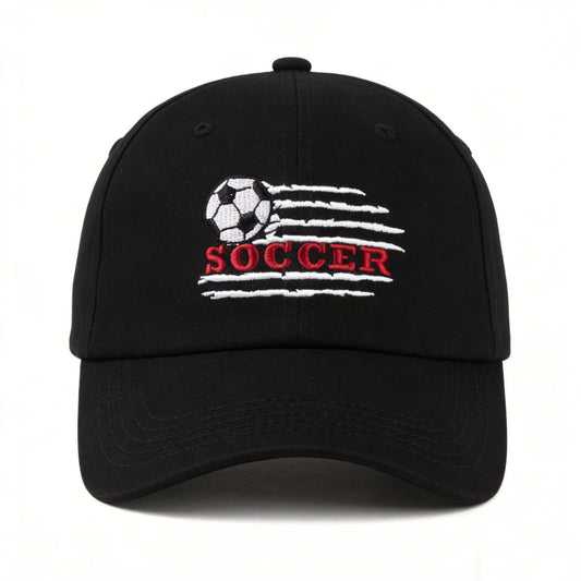 Embroidered Soccer Baseball Cap, Classic Adjustable Football Dad Hat for Sports Fans
