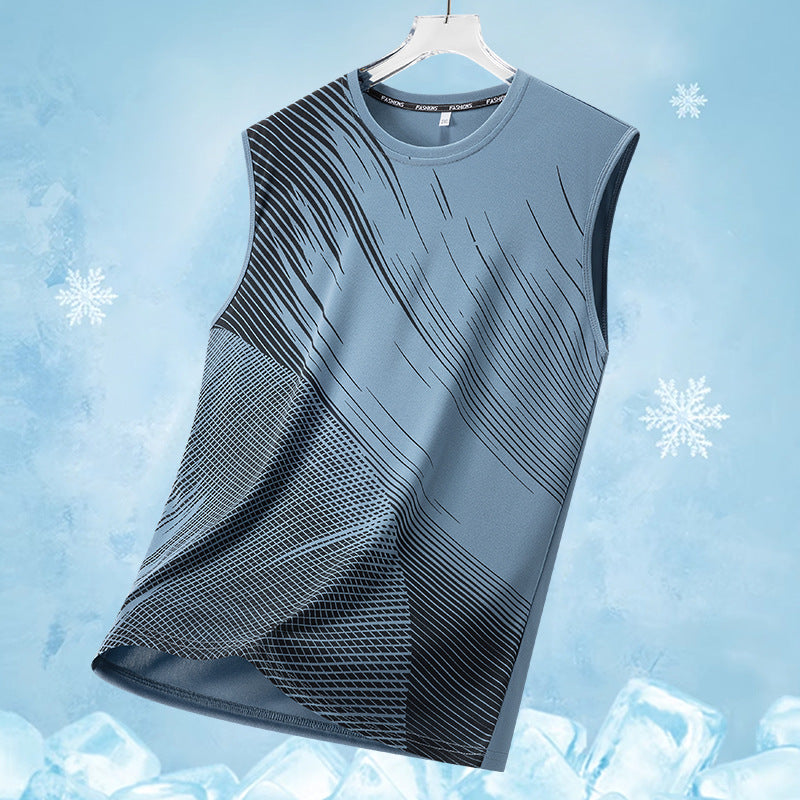 Men's Quick-Dry Breathable Athletic Sleeveless Shirts with Geometric Print