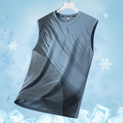 Men's Quick-Dry Breathable Athletic Sleeveless Shirts with Geometric Print