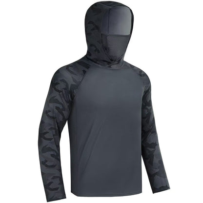 Men's 360° Sun Protection Hooded Face Cover Shirt, UPF 50+ Lightweight Outdoor Performance Hoodie