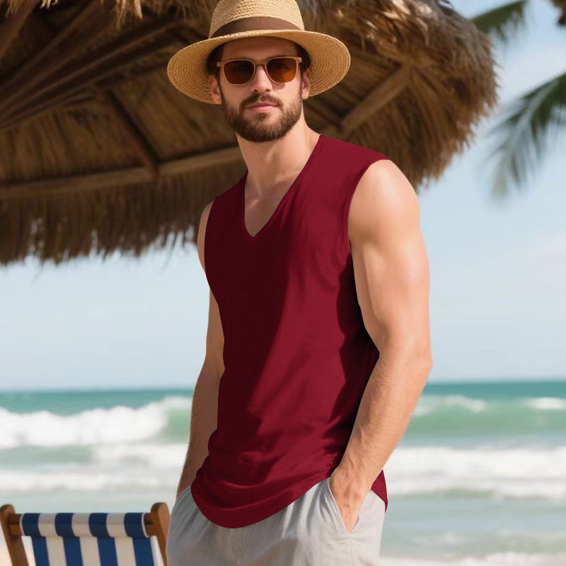 Men V Neck Loose Quick Dry Breathable Summer Tank Top