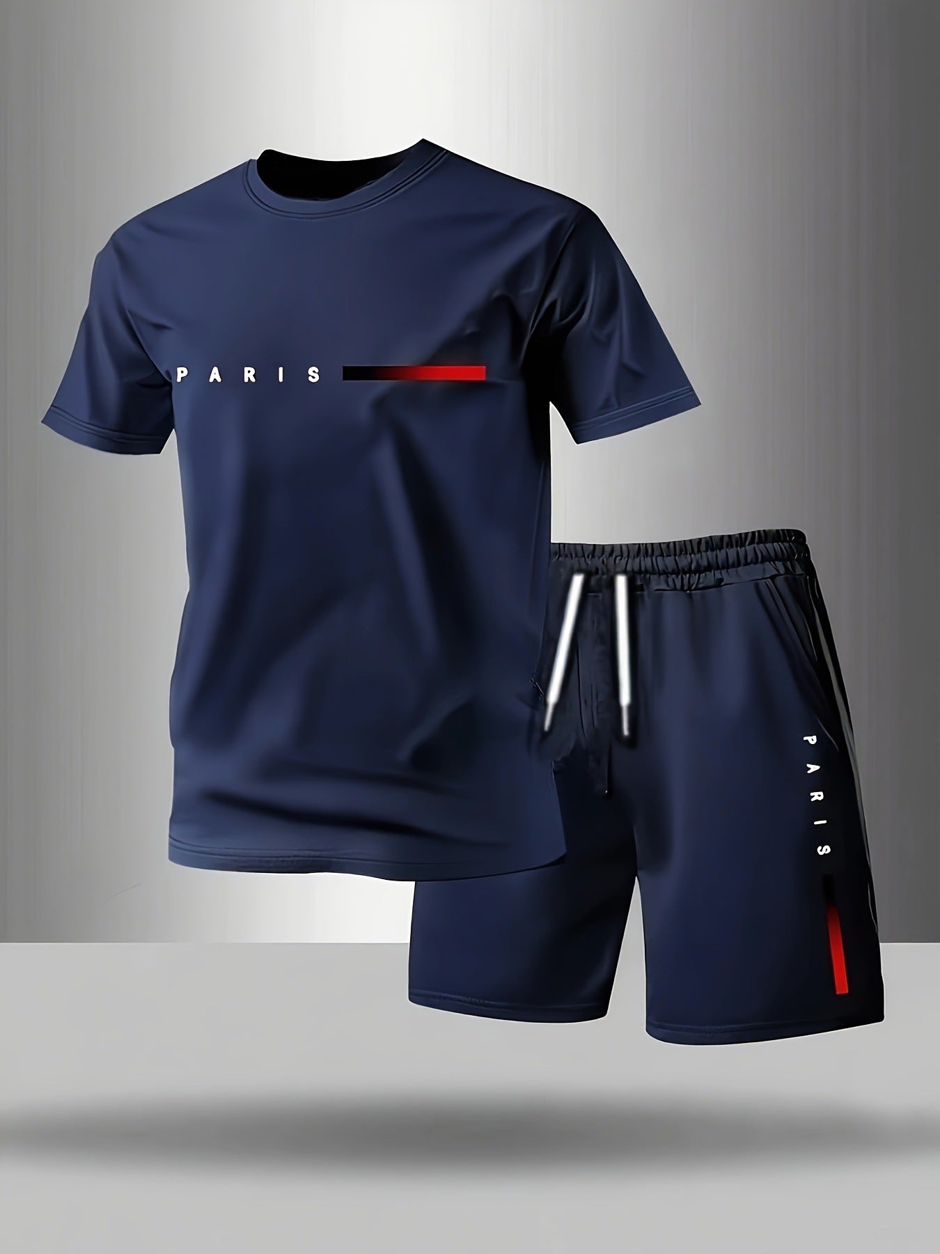 Men's Paris Print Short Sleeve & Shorts Set