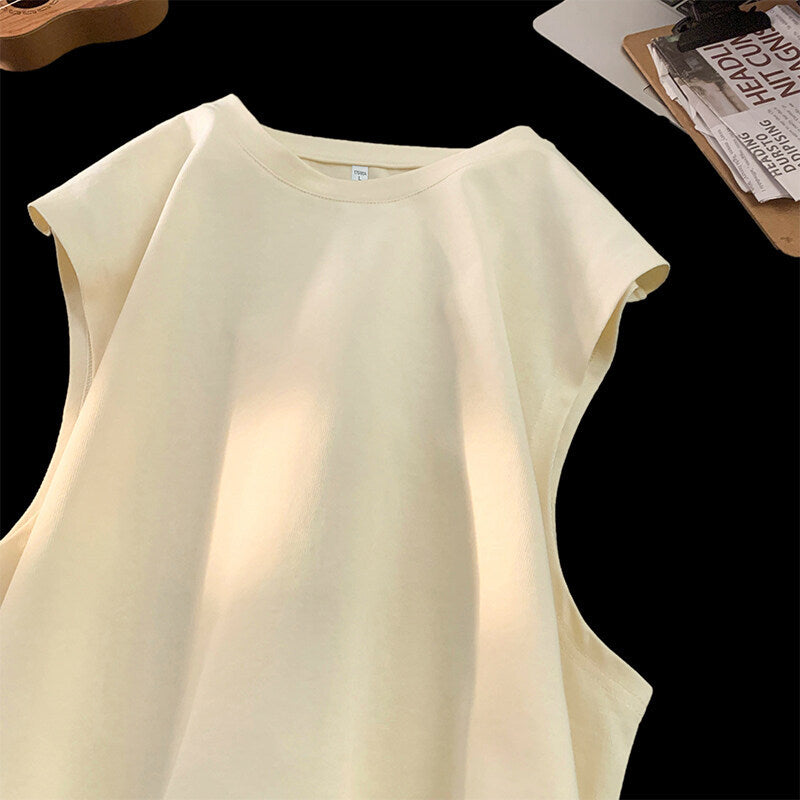Men's Solid Color Loose Fit Tank Top, Casual Sleeveless Crew Neck Tee, Lightweight Big Size Vest for Summer