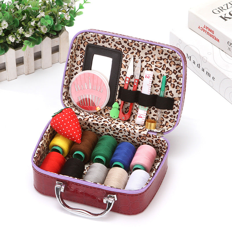 Premium Portable Sewing Kit with Faux Leather Case, Complete Home & Travel Sewing Supplies Set