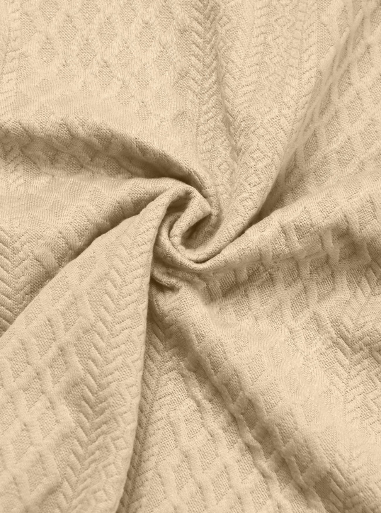 Autumn Essential Men's Jacquard Polo - Oversized Solid Color Quarter Button Long Sleeve
