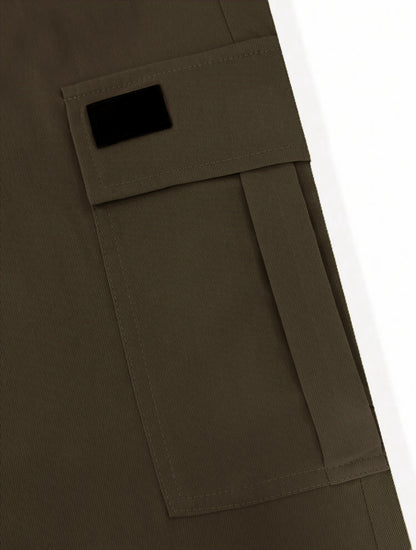 Men's Slim Fit Cargo Jogger Pants - Multi-Pocket Casual Trousers with Elastic Drawstring Waist