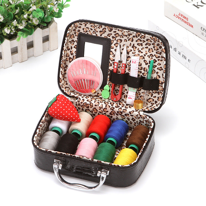 Premium Portable Sewing Kit with Faux Leather Case, Complete Home & Travel Sewing Supplies Set