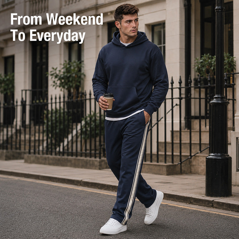 Men’s Relaxed Side-Stripe Track Pants - Lightweight comfort, a clean straight-leg fit, and classic style for every day