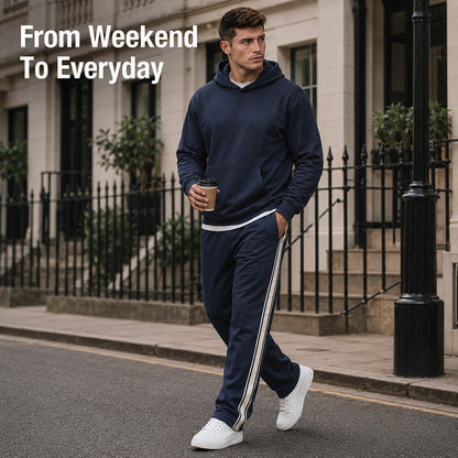 Men’s Relaxed Side-Stripe Track Pants - Lightweight comfort, a clean straight-leg fit, and classic style for every day