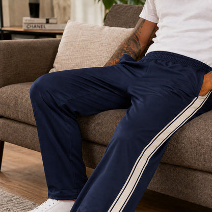 Men’s Relaxed Side-Stripe Track Pants - Lightweight comfort, a clean straight-leg fit, and classic style for every day