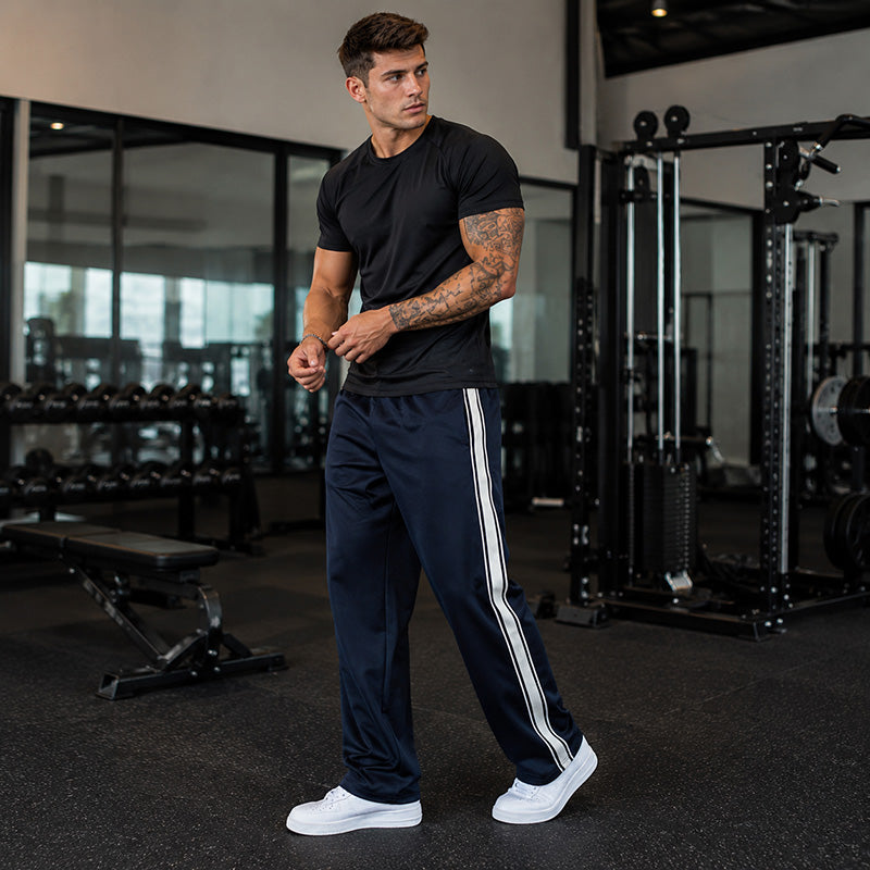 Men’s Relaxed Side-Stripe Track Pants - Lightweight comfort, a clean straight-leg fit, and classic style for every day
