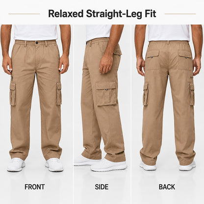 Men's Lightweight Multi-Pocket Cargo Pants– Relaxed Fit · Elastic Waist · Everyday Utility