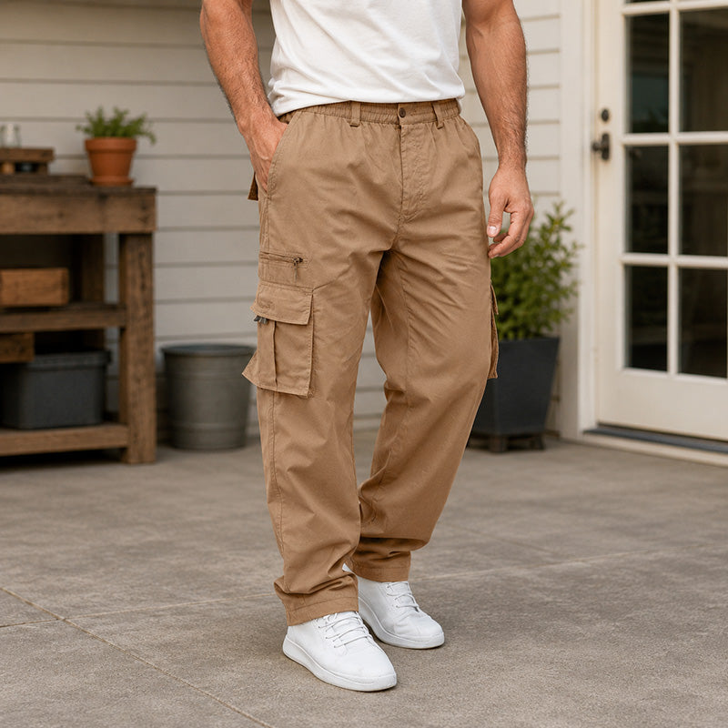 Men's Lightweight Multi-Pocket Cargo Pants– Relaxed Fit · Elastic Waist · Everyday Utility