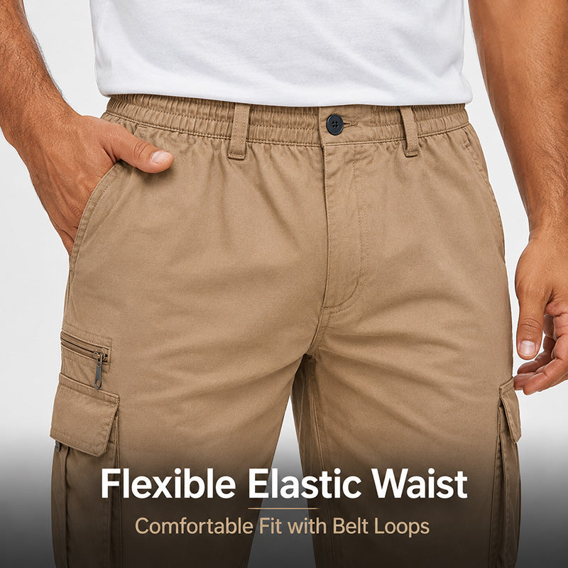 Men's Lightweight Multi-Pocket Cargo Pants– Relaxed Fit · Elastic Waist · Everyday Utility