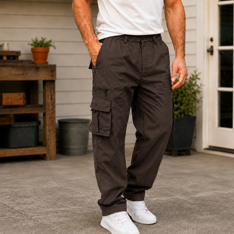 Men's Lightweight Multi-Pocket Cargo Pants– Relaxed Fit · Elastic Waist · Everyday Utility