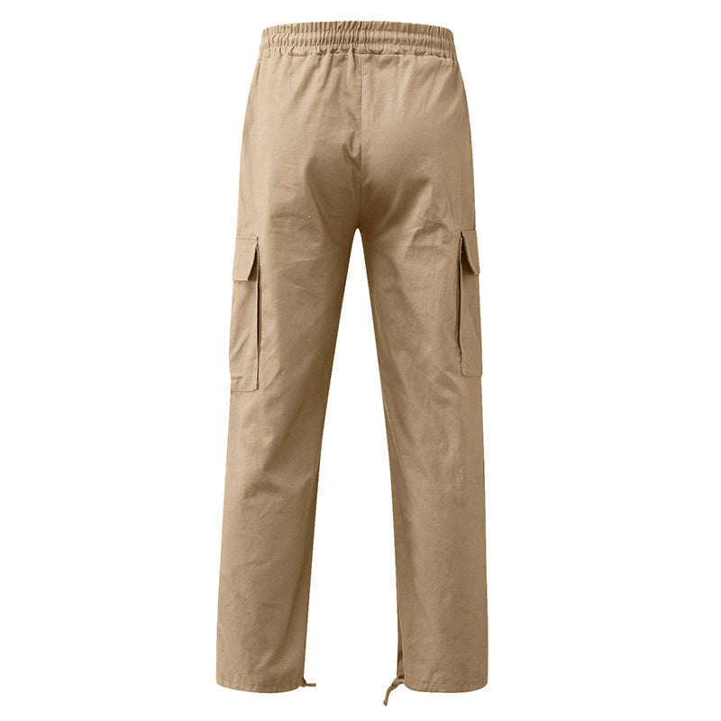 Men's Casual Cargo Pants with Multi Pockets | Relaxed Fit Drawstring Trousers