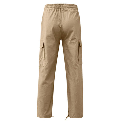 Men's Casual Cargo Pants with Multi Pockets | Relaxed Fit Drawstring Trousers