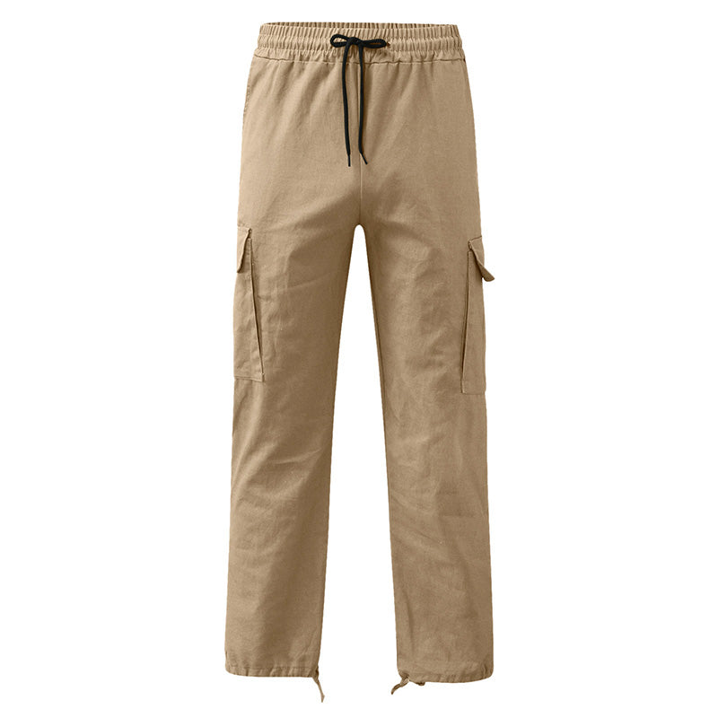 Men's Casual Cargo Pants with Multi Pockets | Relaxed Fit Drawstring Trousers