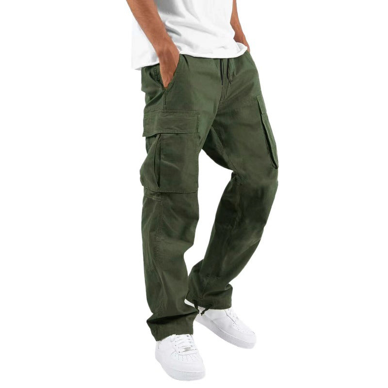 Men's Casual Cargo Pants with Multi Pockets | Relaxed Fit Drawstring Trousers