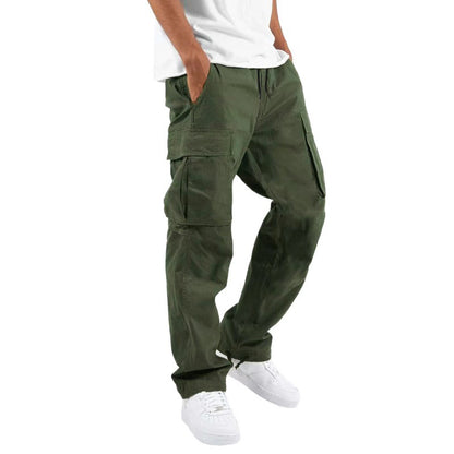 Men's Casual Cargo Pants with Multi Pockets | Relaxed Fit Drawstring Trousers